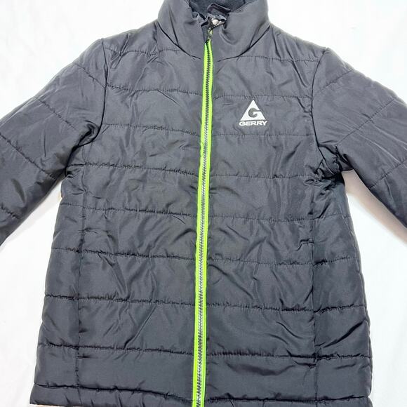 Gerry Jacket Quilted Full Zip Jacket Boys Small 7-8 Black Green Used - Picture 3 of 6